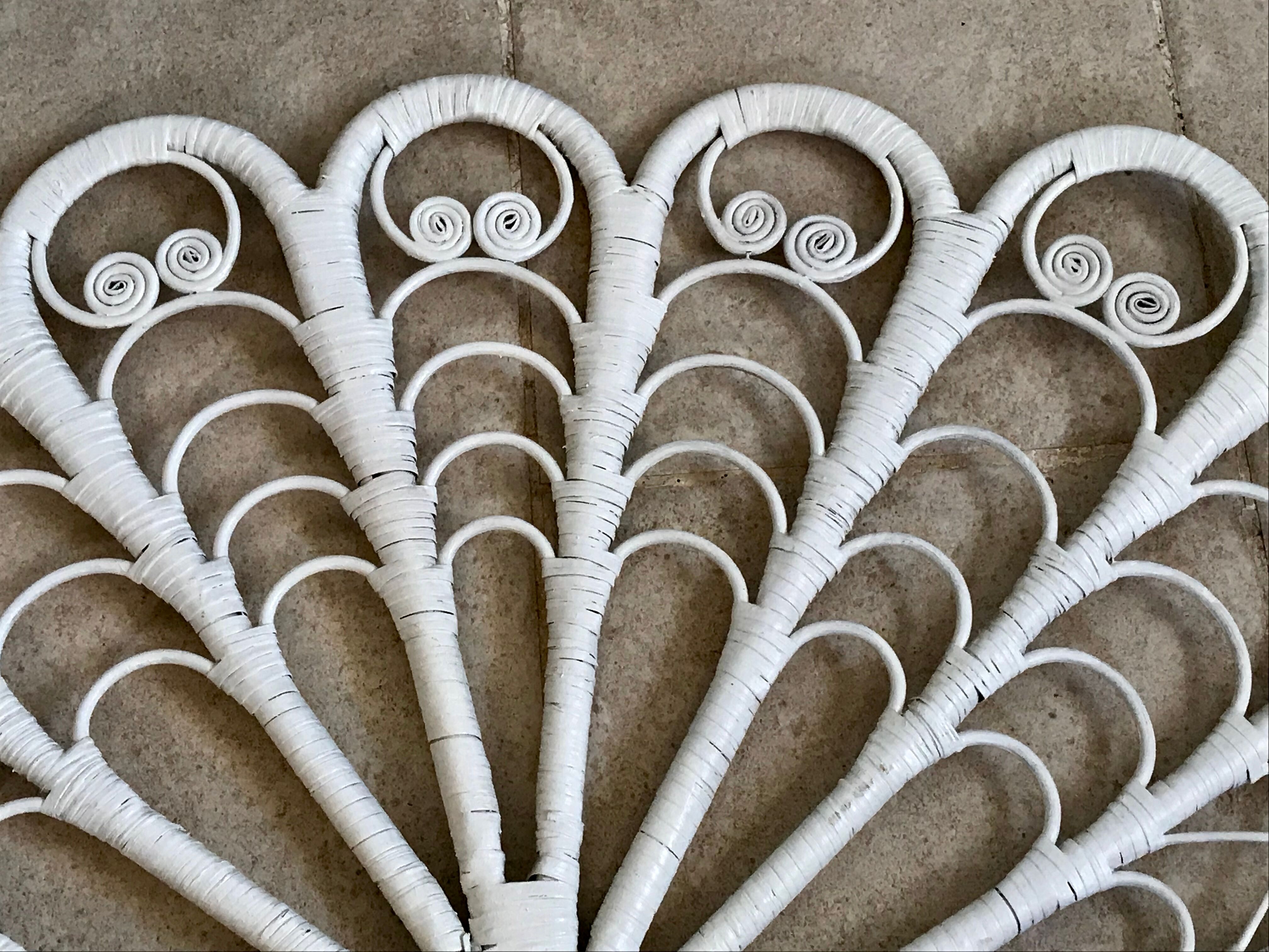 Headboard rattan peacock vintage