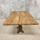 Antique oak dining table on cast iron base 93 x 123 cm