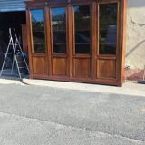 4-door bookcase in solid walnut circa 1880