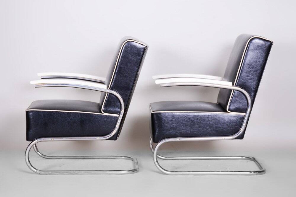 Set of Art Deco Armchairs attributed to Mücke Melder, 1930s