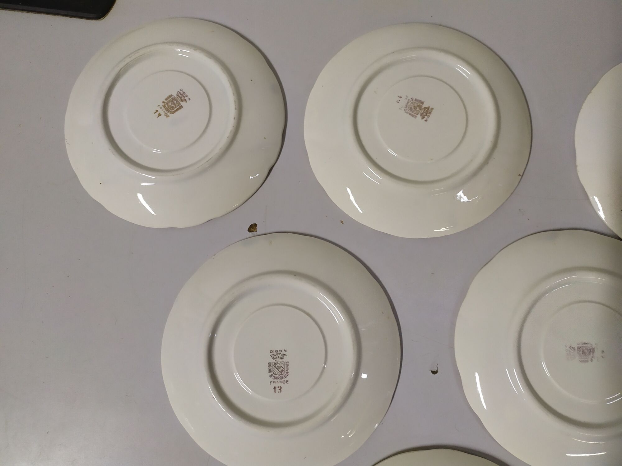 Lot de 6 sous tasse Sarreguemines digoin liseré doré fleurs rose