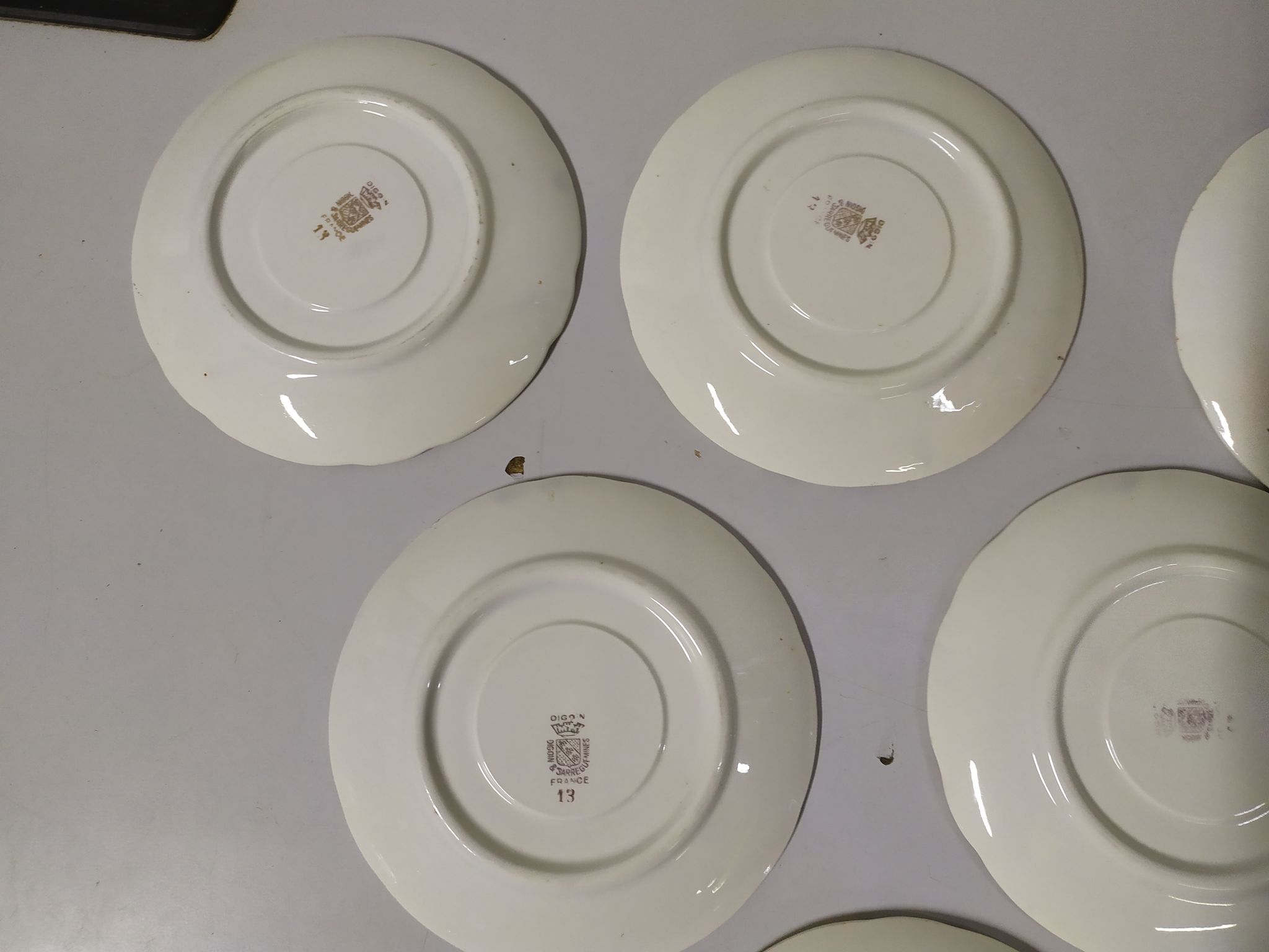 Lot of 6 saucers Sarreguemines digoin eded golden pink flowers