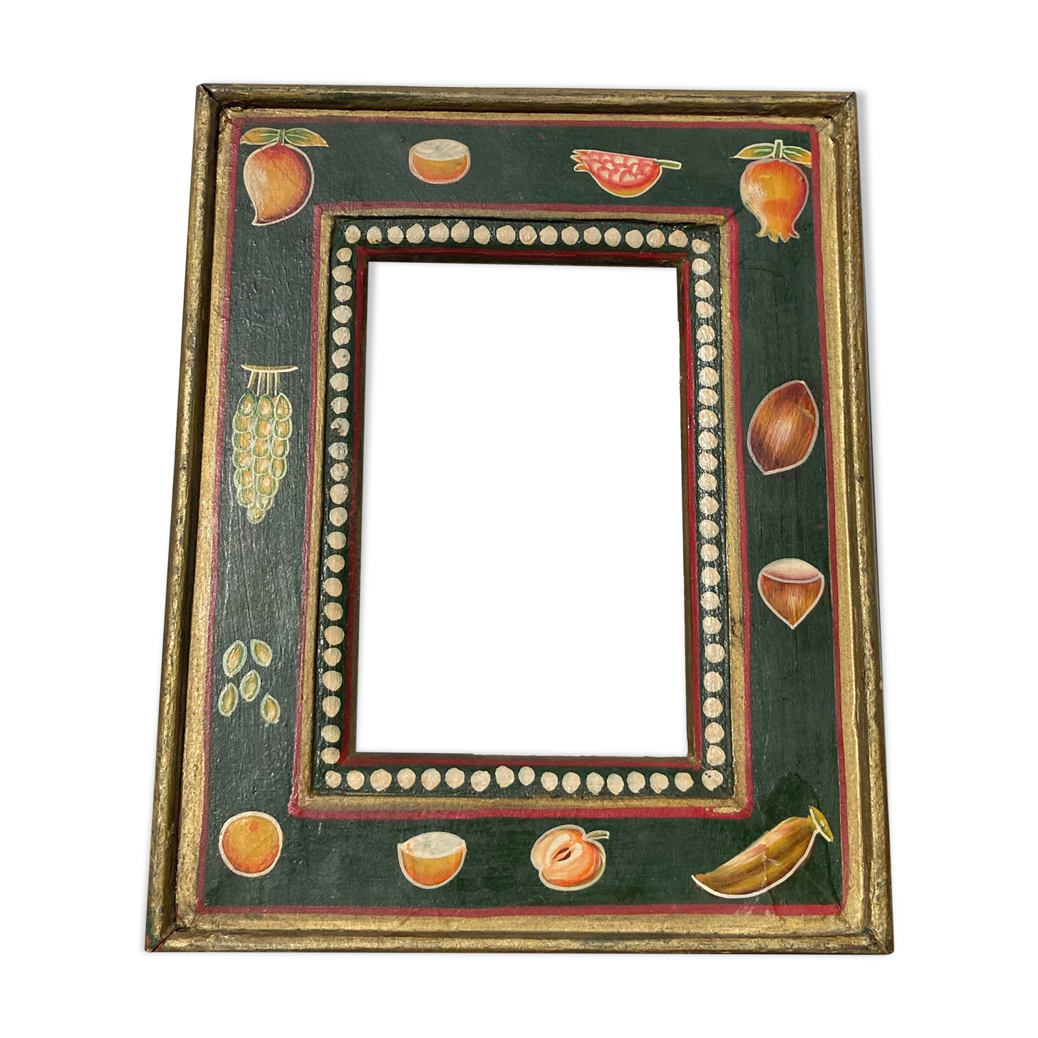 Hand-painted wooden frame with fruit decoration