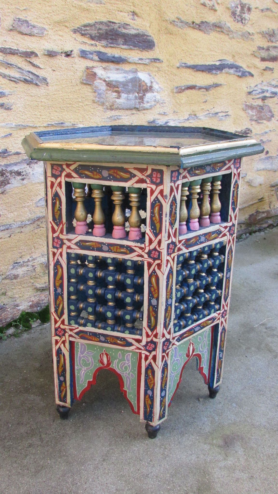 Hand-painted Moroccan octagonal coffee table