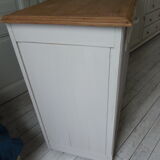 Art Deco sideboard patinated pearl gray, oak top.