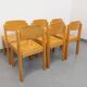 Set of 6 vintage minimalist beech wood chairs from the 70s and 80s.