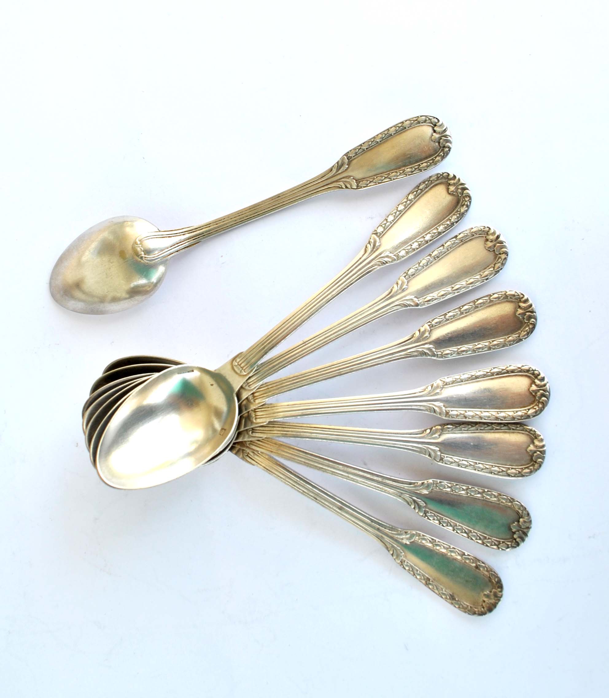 Set of 8 teaspoons in silver metal boulenger rinceaux decoration 14cm