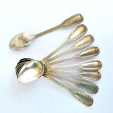 Set of 8 teaspoons in silver metal boulenger rinceaux decoration 14cm