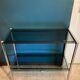 Vintage chrome dessert table, 2 smoked glass trays.