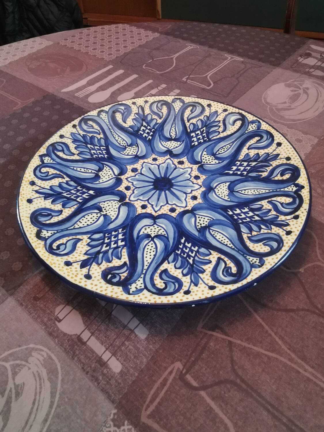 Assiette plat bleu service à dessert