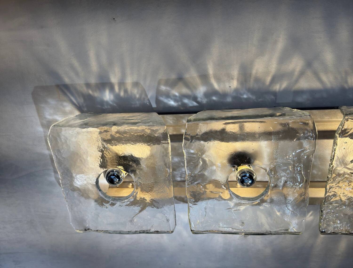 large ceiling lights or Murano glass wall sconces probably by Mazzega