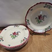 Set of 5 old hollow plates in gien earthenware model "lorraine"