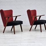 1960s, Danish design by Erhardsen & Andersen, reupholstered armchair, furniture wool, teak wood.