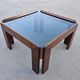 MCM coffee table in walnut and smoked glass by Afra and Tobia Scarpa, 1960s