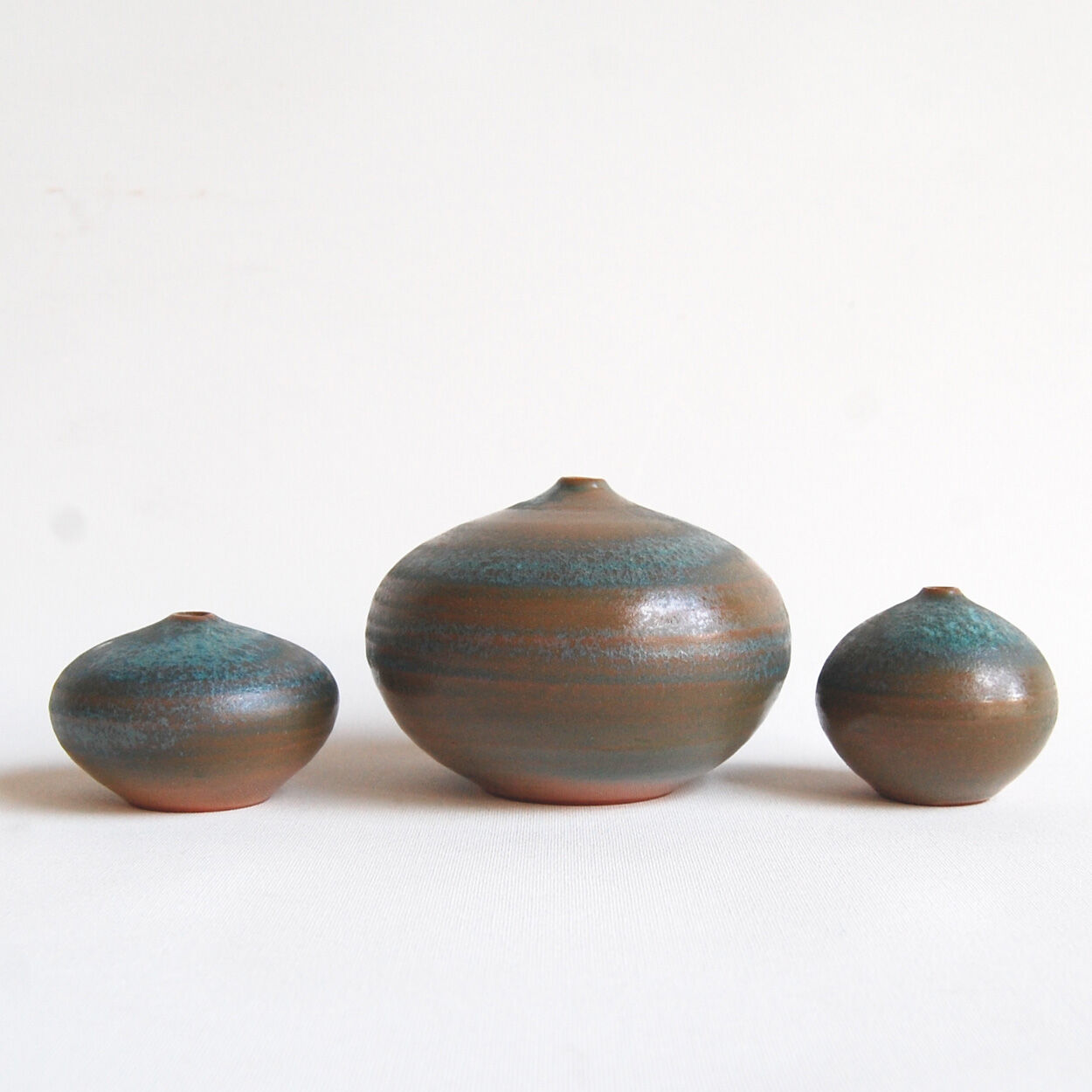 Trio de céramiques miniatures vertes Antonio Lampecco