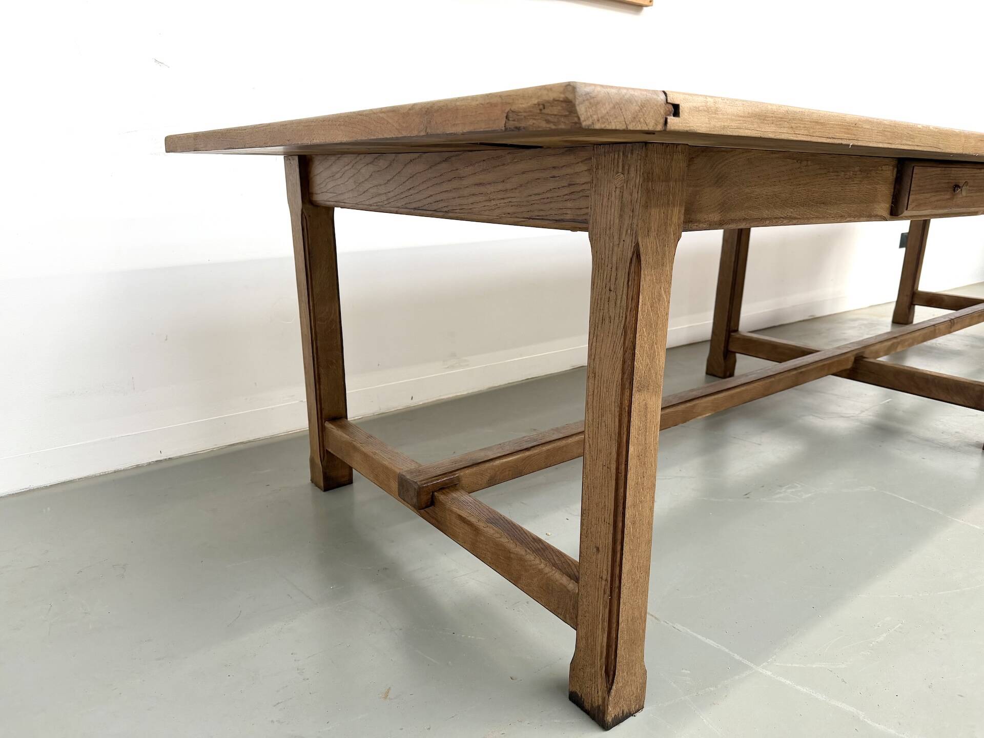 XXL farmhouse table in solid oak 350 cm - Reconstruction Style - 1950s