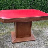 Art Deco dining table in wood and red Formica