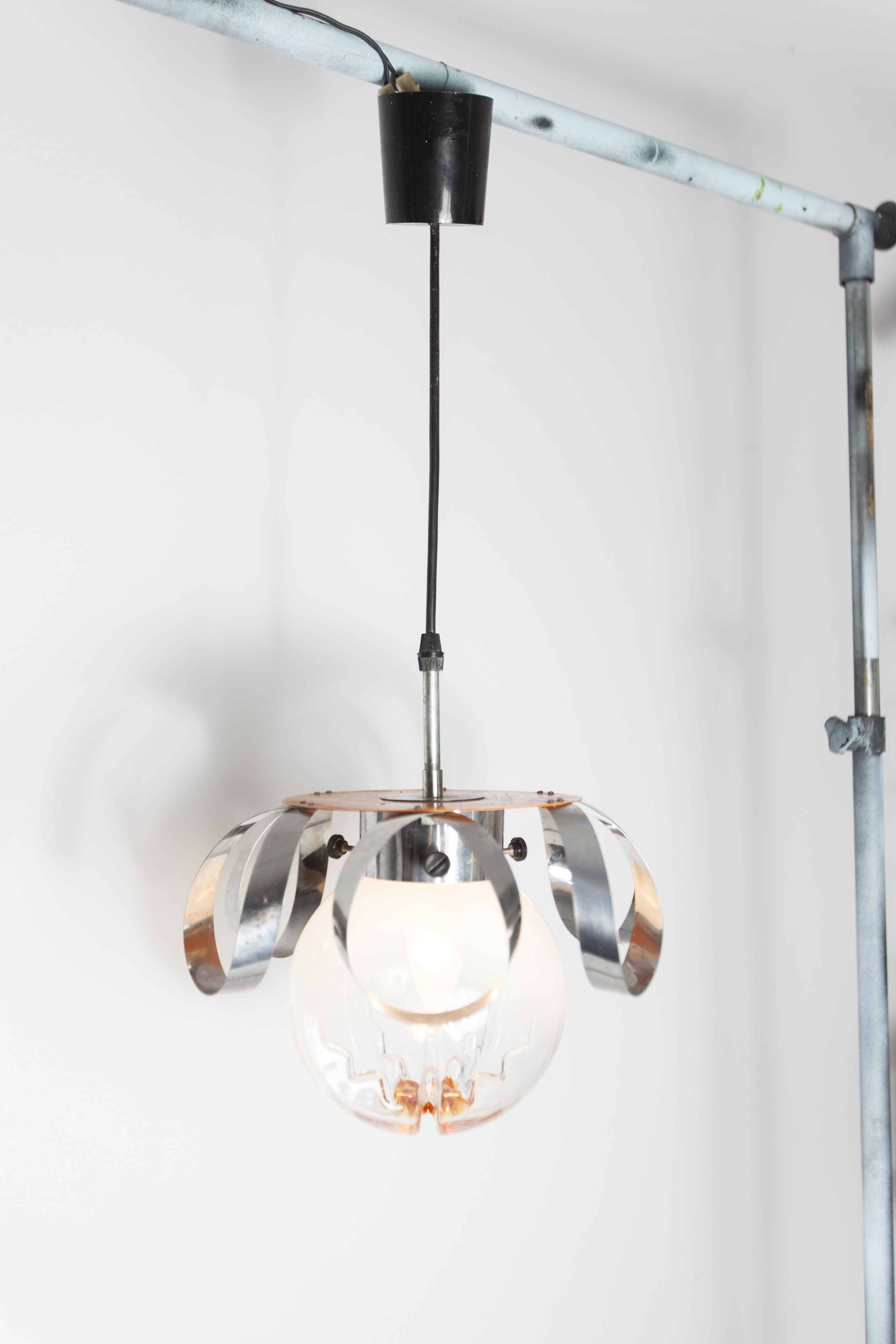 Murano glass globe pendant light, Maazzega edition, Italian design