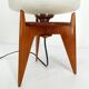Lampe de table vintage tripode bois et verre 1950 France