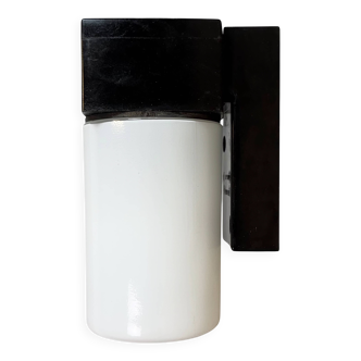Industrial Brown Bakelite Wall Light with Milk Glass, 1960s