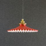 Pendant light in old glass painted red and white. New socket and cable.