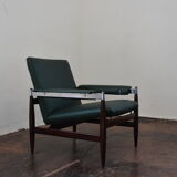 Fauteuil en palissandre & simili cuir modèle 112 par Leolux, années 1960