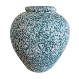 Green vase decorated with white enamels Cérart Monaco