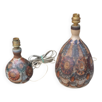 Set of 2 stoneware lamps by Jean Claude Courjault La Cerisaie.