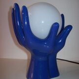 Vintage hand lamp in ceramic and opaline