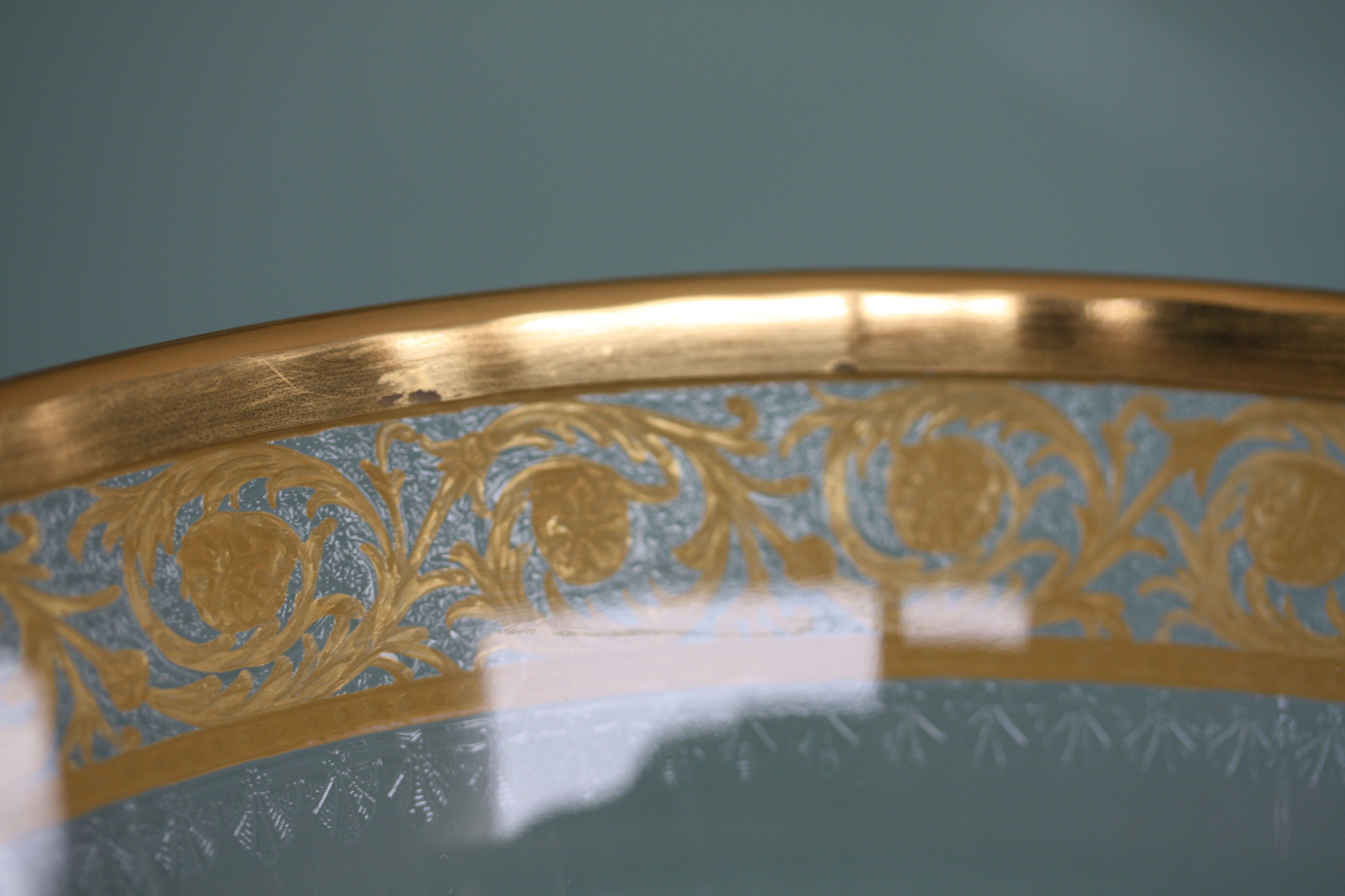 Large flared St Louis Crystal model Thistle gold.