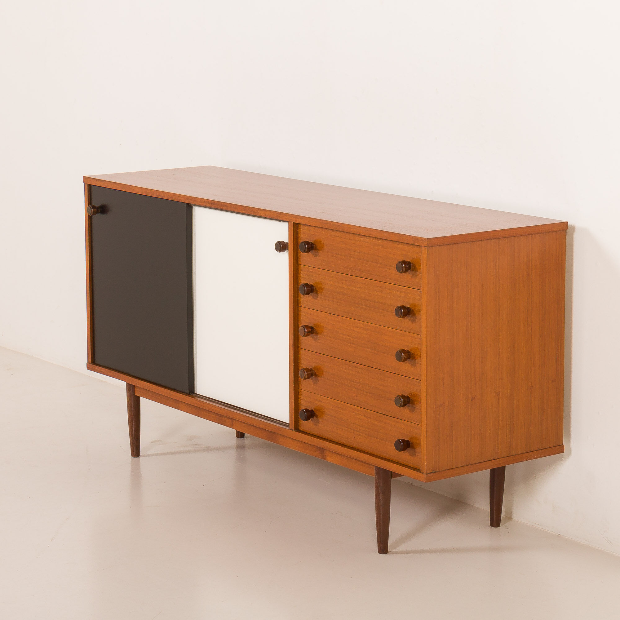 Vintage teak sideboard in the style of Charlotte Perriand, 1970s