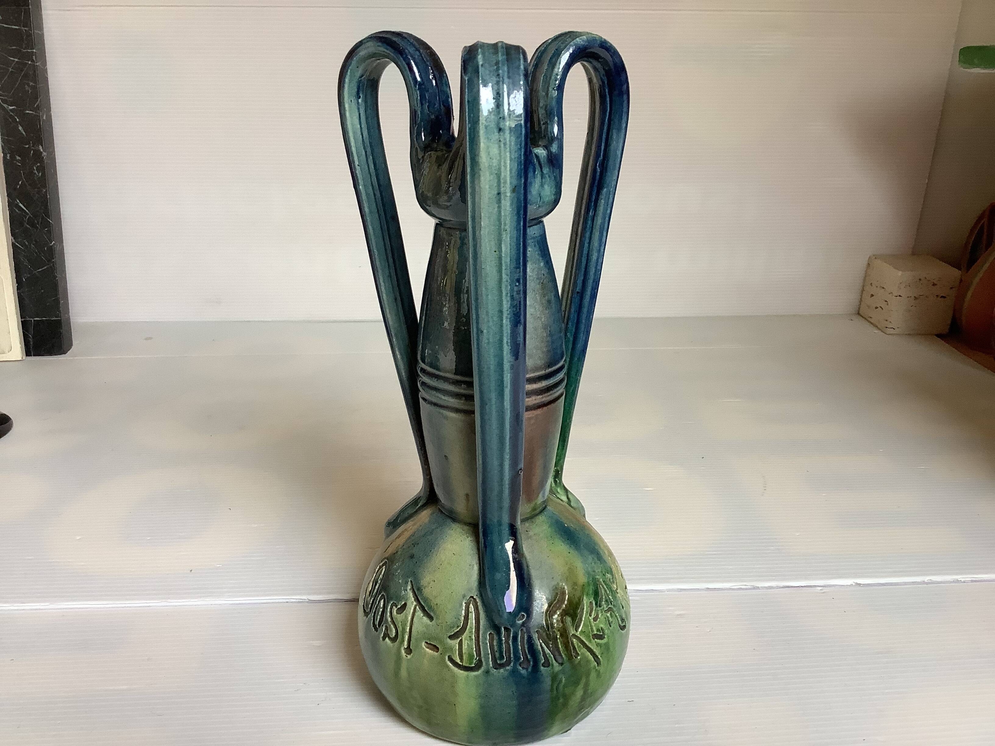 Ancient vase with 3 handles, Oost Duinkerke style, Thulin, Belgium.
