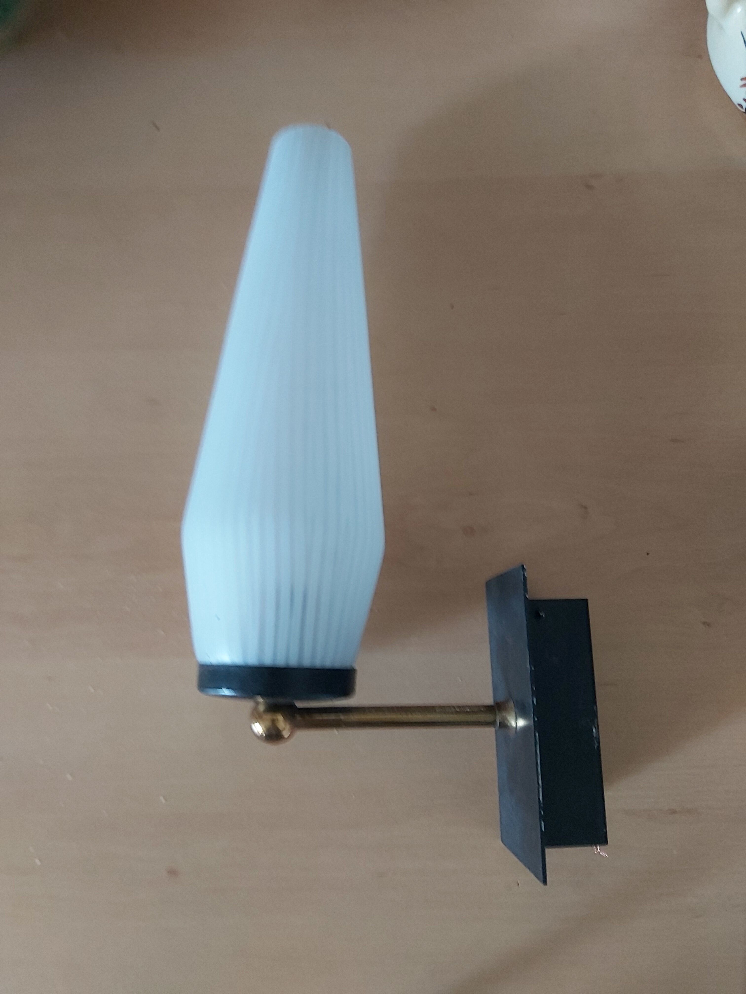 50s brass metal and glass wall light
