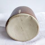 Old mustard pot in enamelled sandstone