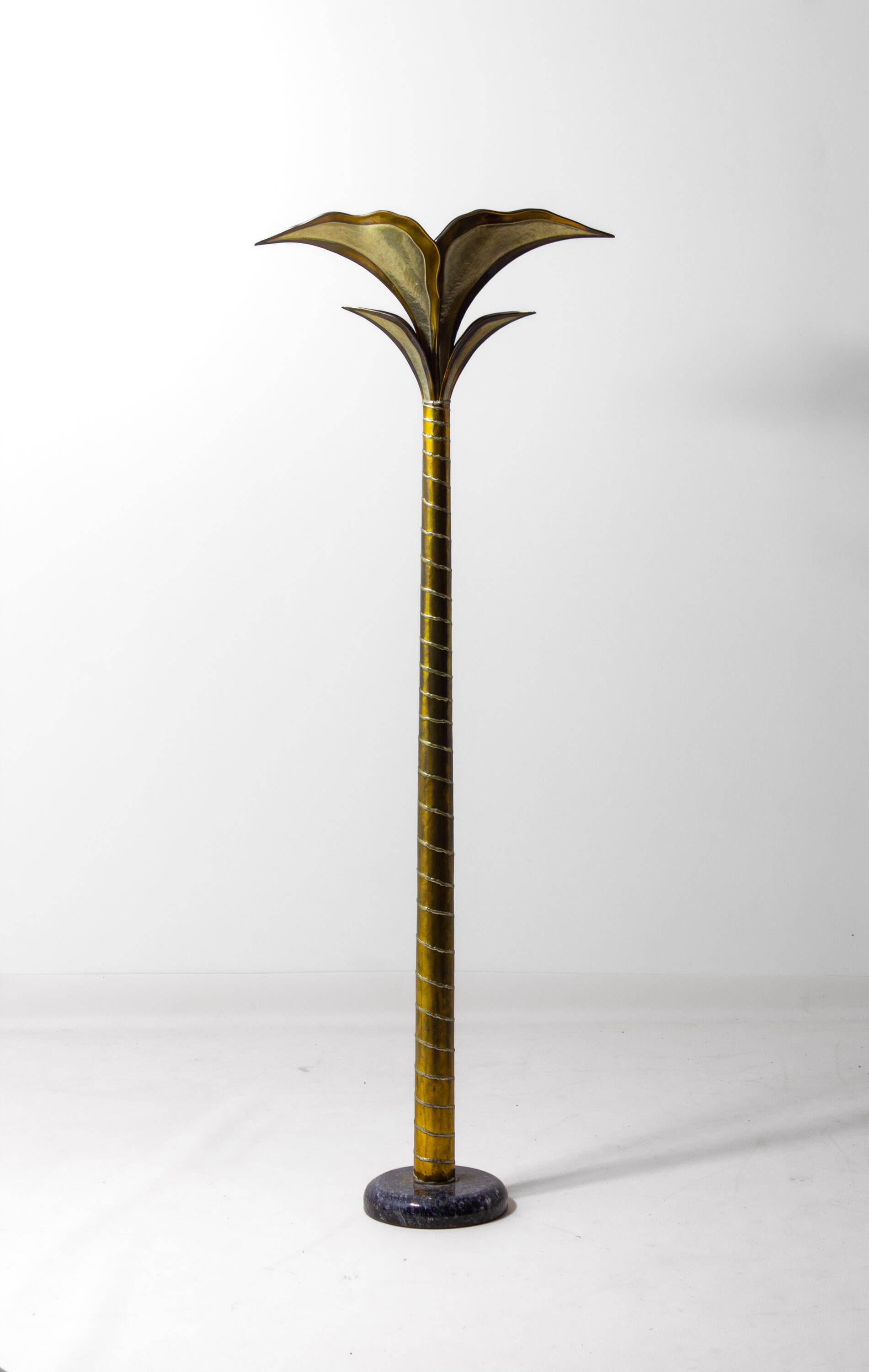 Rare brass palm floor lamp by Henri Fernandez, 1970s