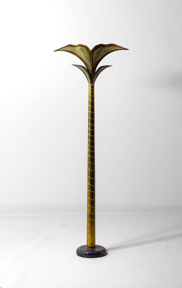 Lampe de sol en laiton rare en forme de palmier par Henri Fernandez, années 1970.