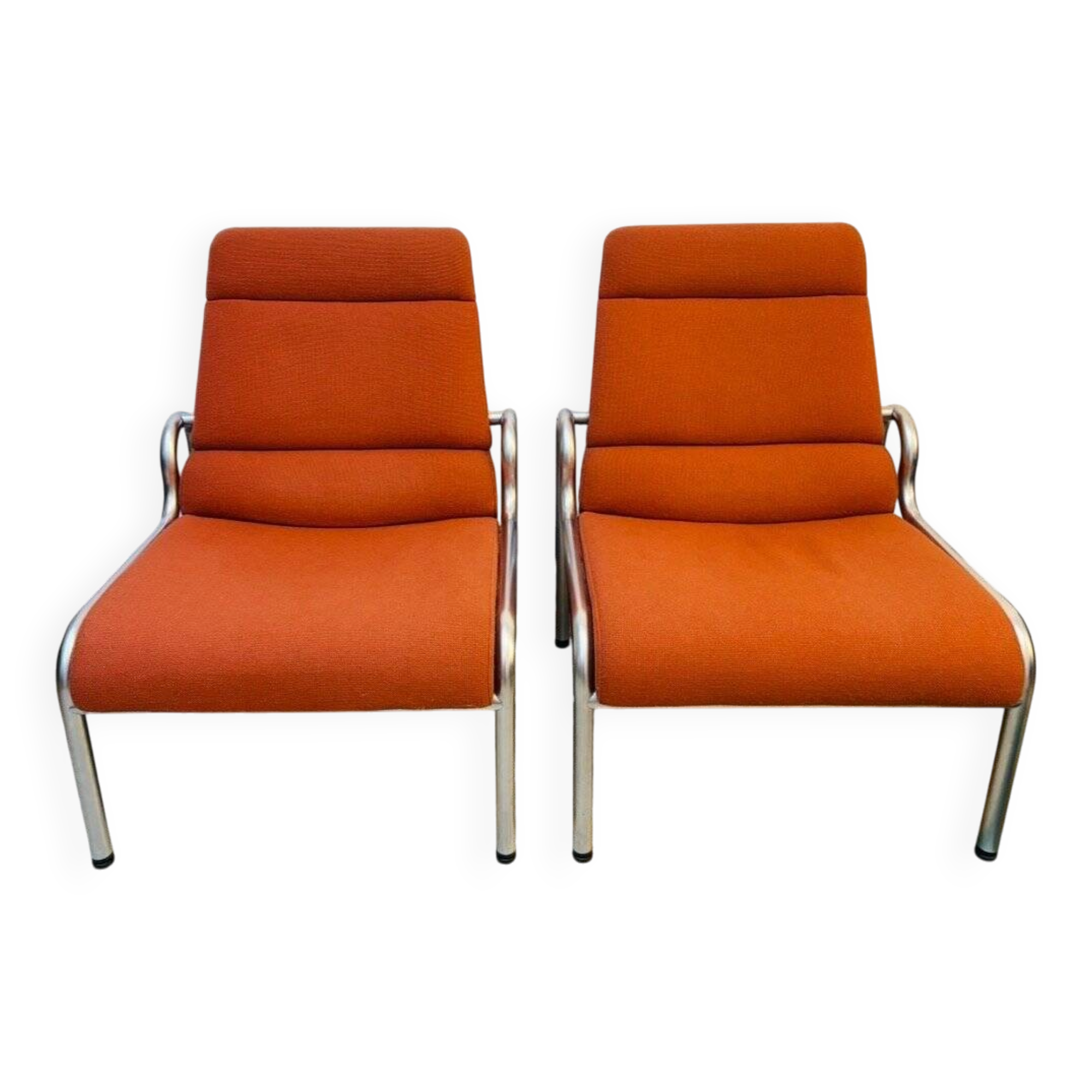 Chaises longues en métal et laine par Martin Stoll, années 1980, ensemble de 2