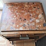 Vintage Wooden Nightstand with Marble Top