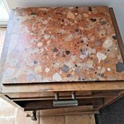 Vintage Wooden Nightstand with Marble Top