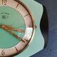 Vintage formica clock silent wall pendulum "BC Paris green black"