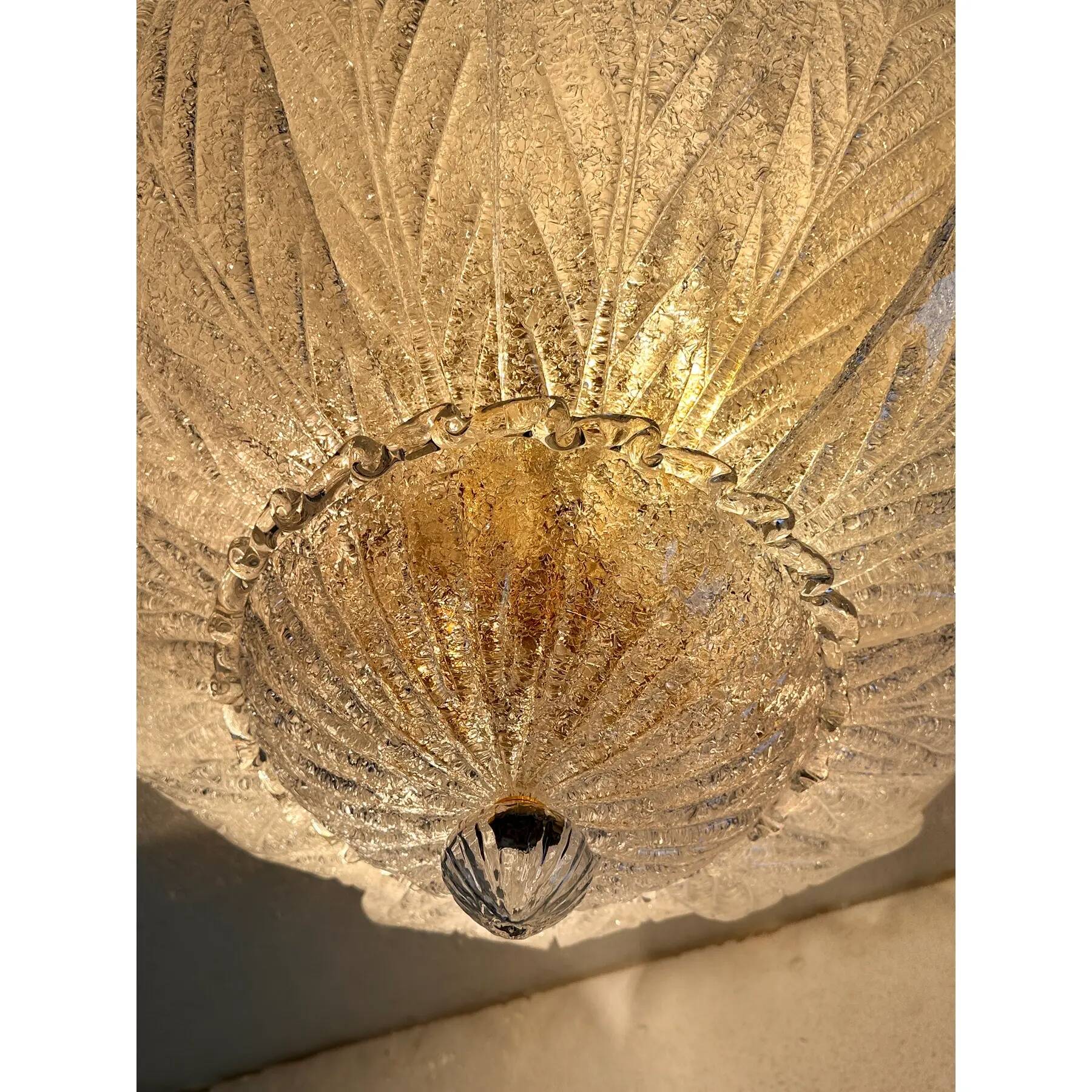 Luxury Venetian White Graniglia Leaf Murano Glass Ceiling Flush Mount