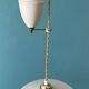 Period pendant lamp rises and falls in porcelain and opaline