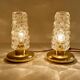 Pair Vintage Bubble Glass Table Lamps, Bedside, Brass