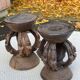 2 Dogon samba stools carved from solid wood