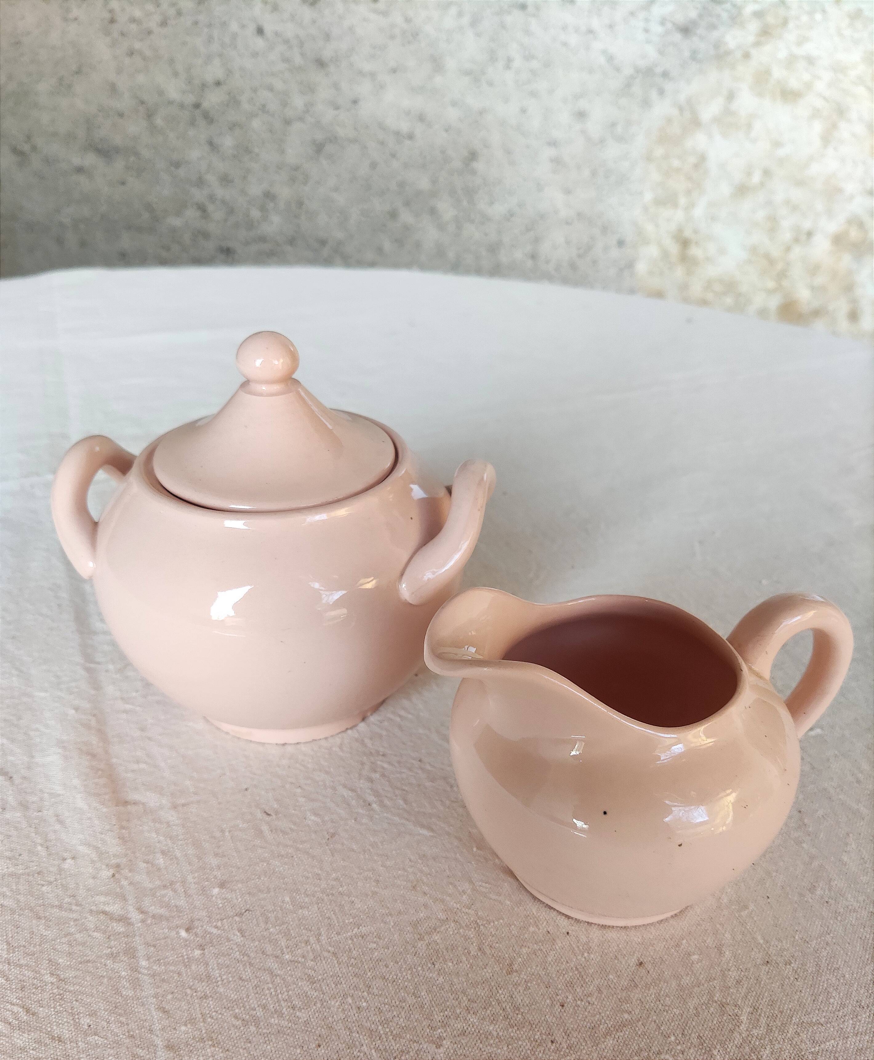 Sweeten and creamer Digoin Sarreguemines powder pink