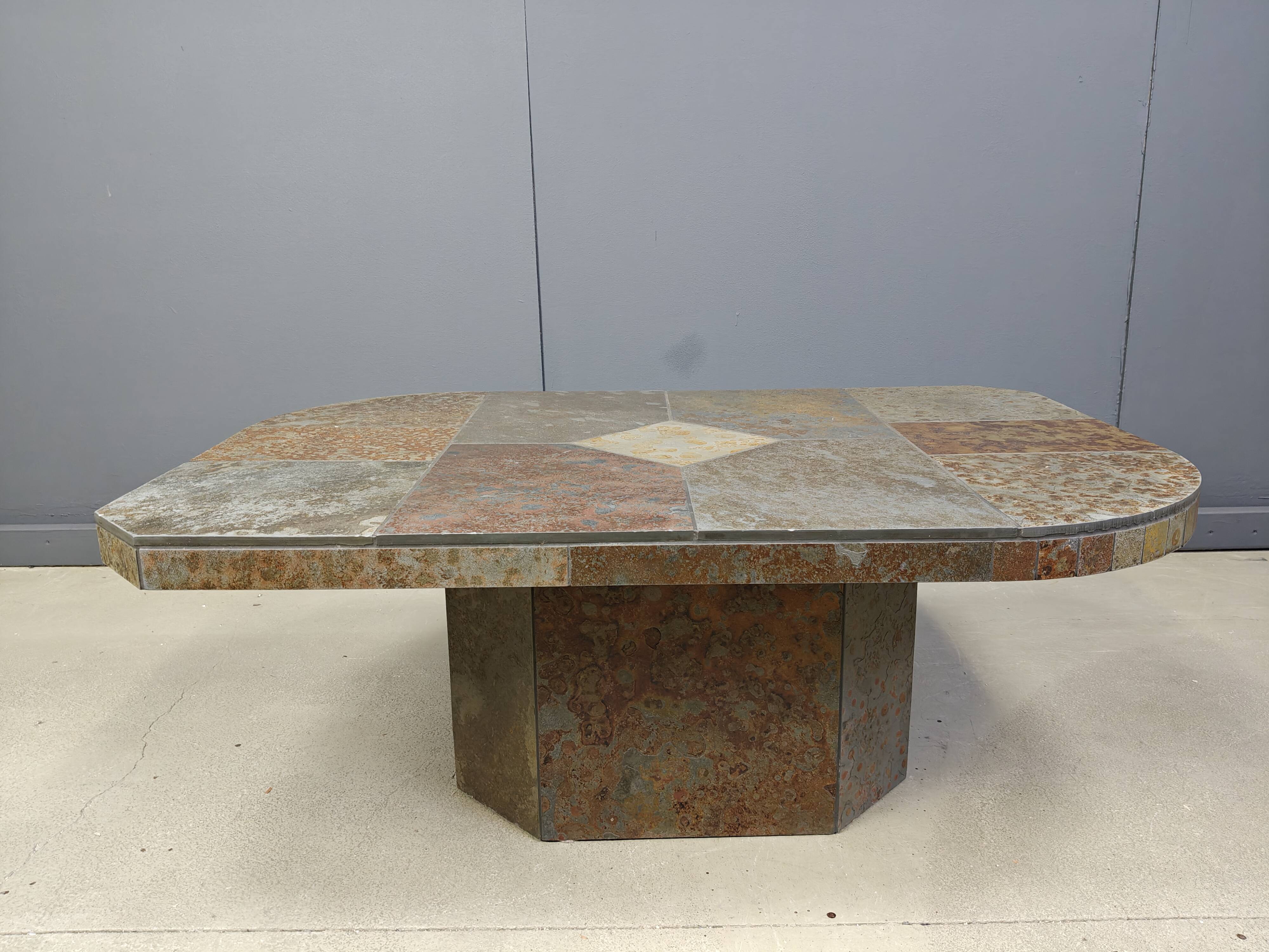 Brutalist slate stone coffee table, 1980s