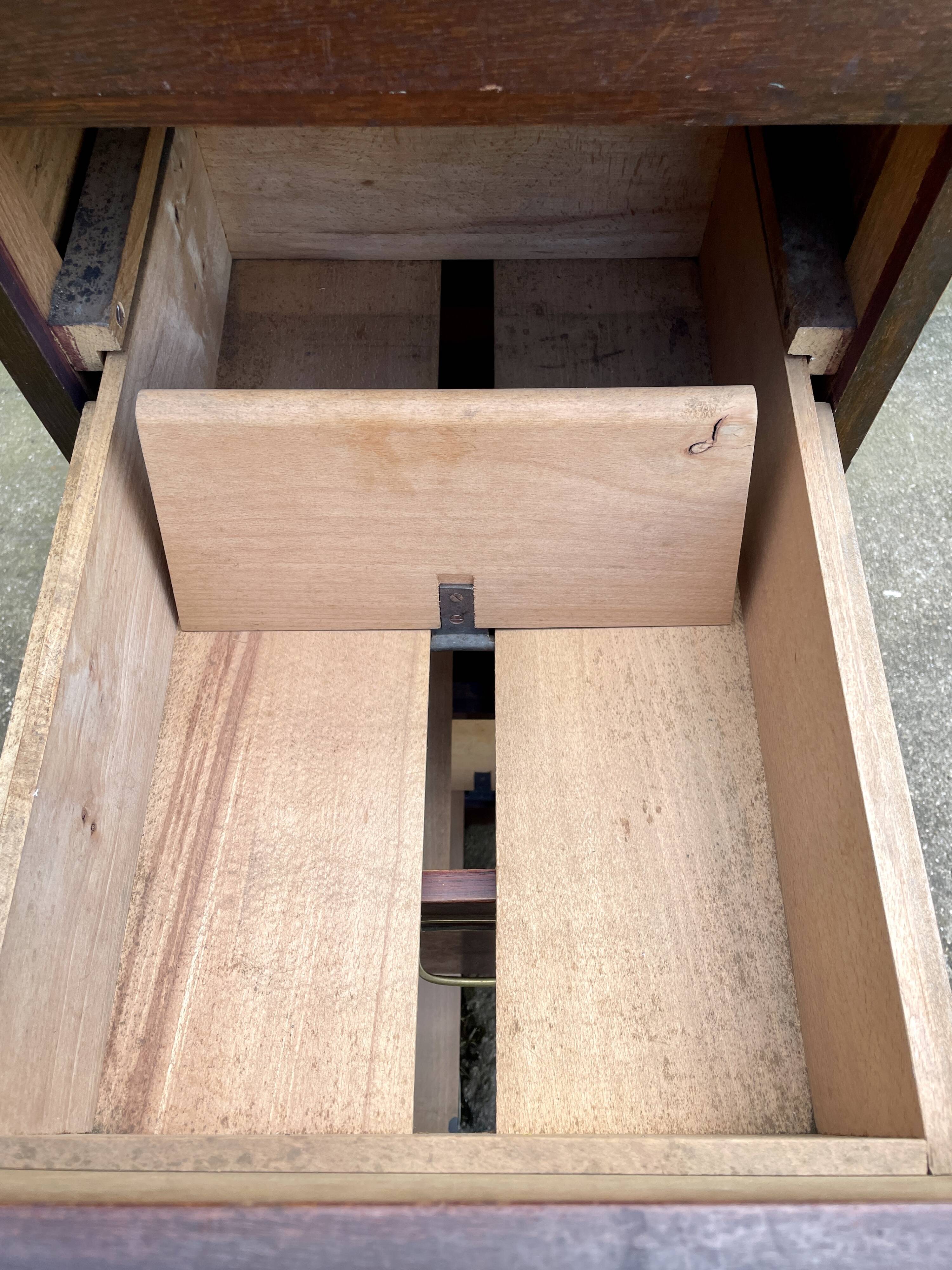 Meuble d'archives en bois, classeur 4 tiroirs 1950
