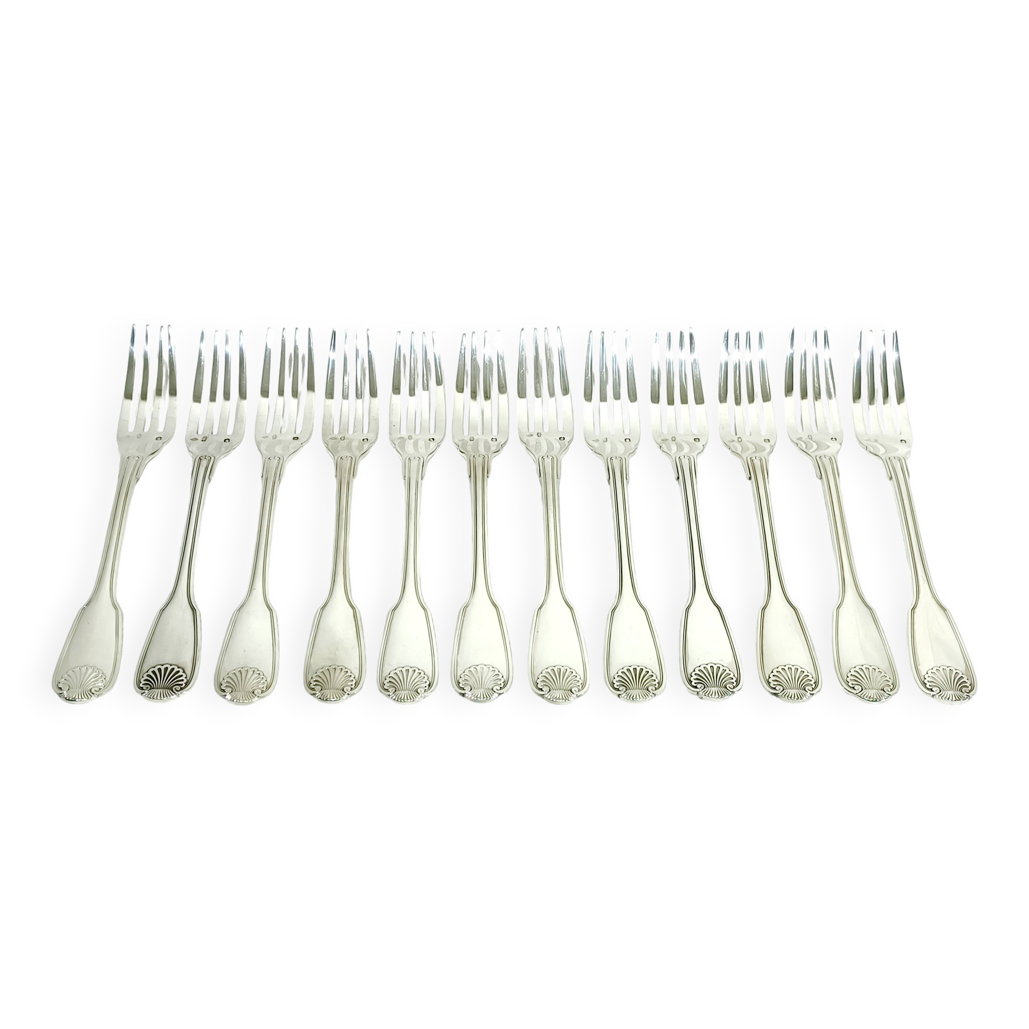 Christofle – 12-piece solid silver fish cutlery set, Vendôme model