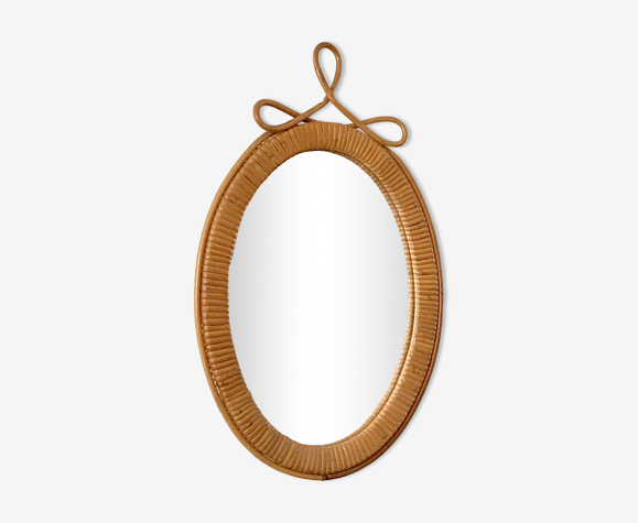 Miroir ovale rotin 53x32cm