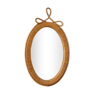 Rattan oval mirror 53x32cm